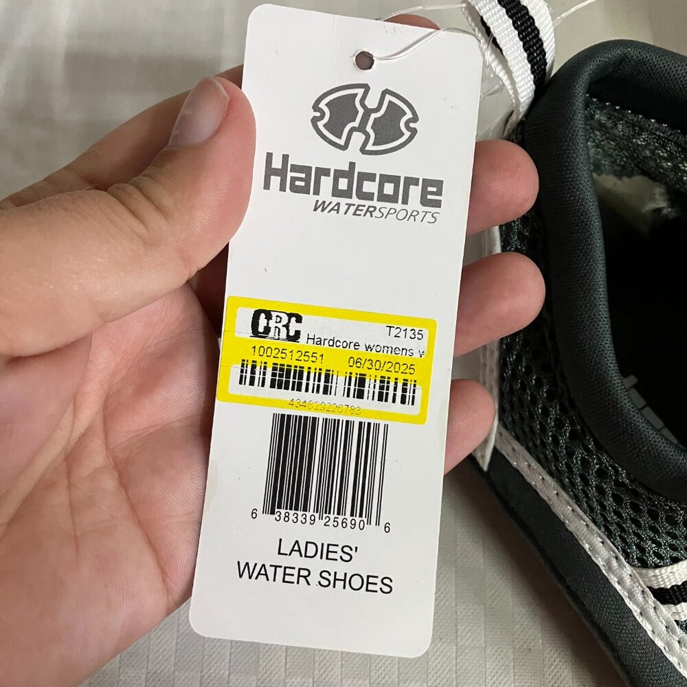 Hardcore Women's 9 Black/White Quick Drying Aqua Socks For Barefoot Water Shoes - Picture 2 of 9